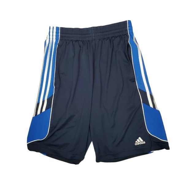 Adidas Mens Navy Blue White 3 Stripe Size Small Basketball Shorts 10" Inseam - Picture 2 of 12